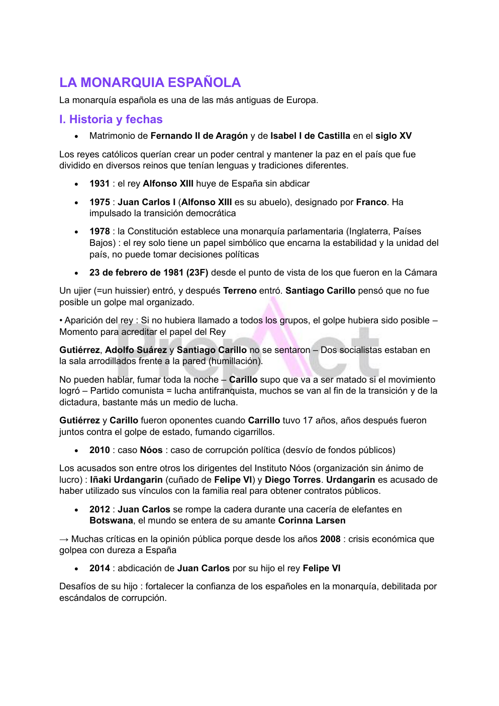 Aperçu fiche Monarchie espagnole