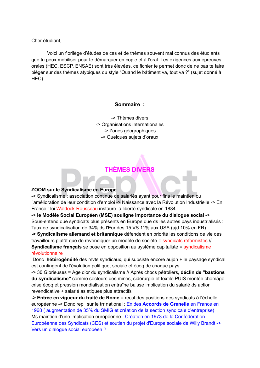 Aperçu Connaissances pour aller plus loin